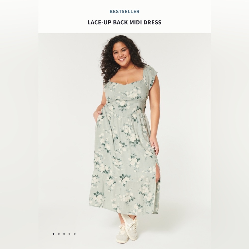 small hollister lace up back midi dress